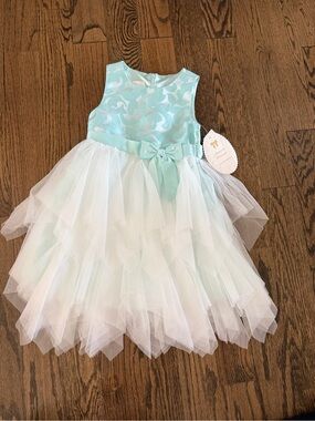 American Princess Aqua White Tulle Dress Size 5